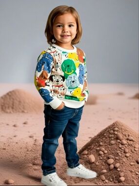 Toddler Sweatshirt with Colorful Dogs